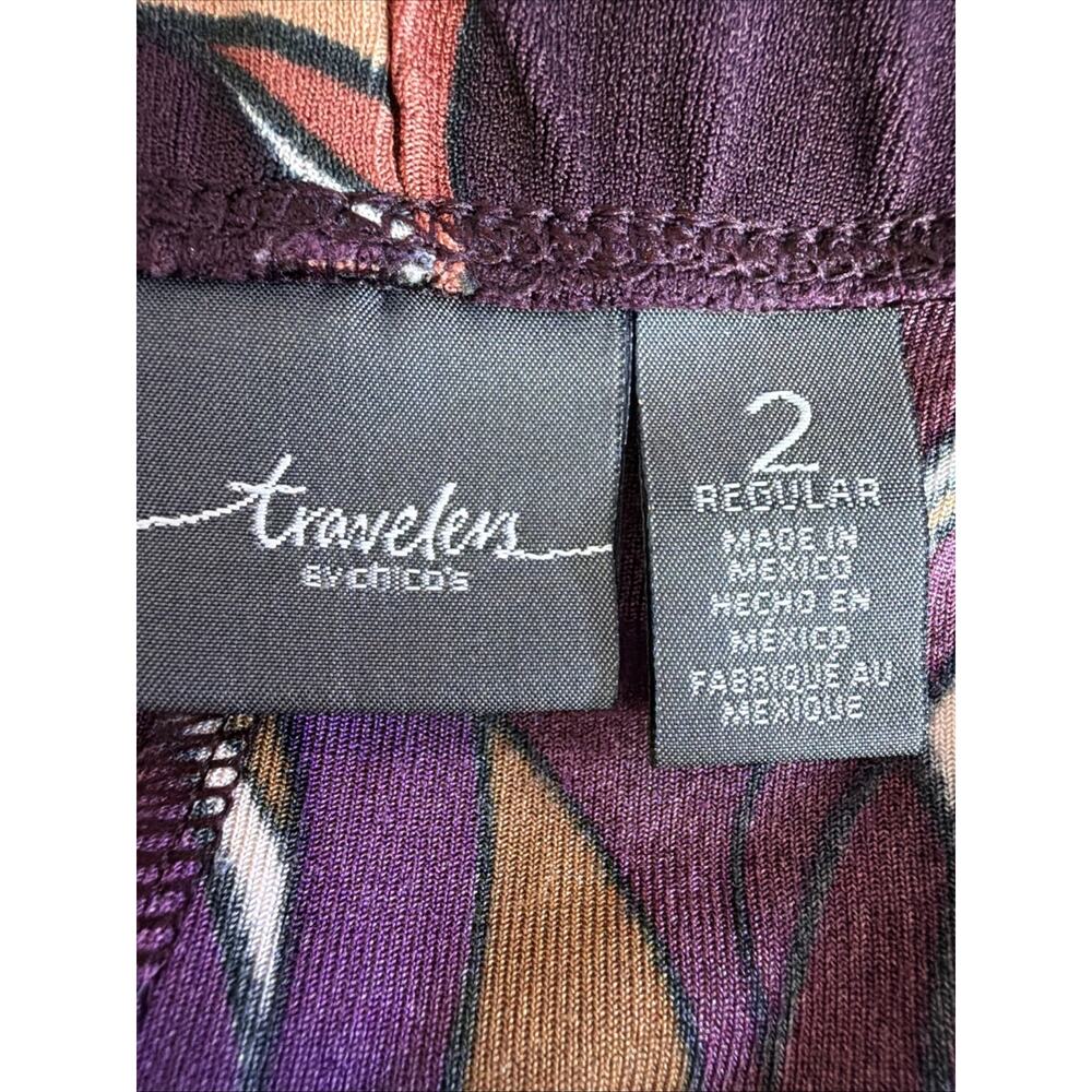 Chico's 2 women's large Travelers Floral Print Wide Leg Pants Stretchy bohemian - Picture 7 of 11
